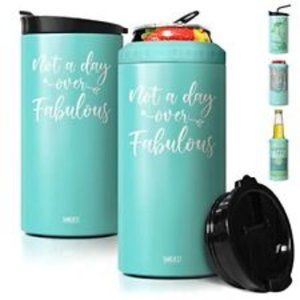 SANDJEST Not a Day Over Fabulous Tumbler Can Cooler 12oz - Inspirational Motivat